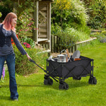 Outdoor Pull Along Folding Garden Trolley For Beach Camping | Black