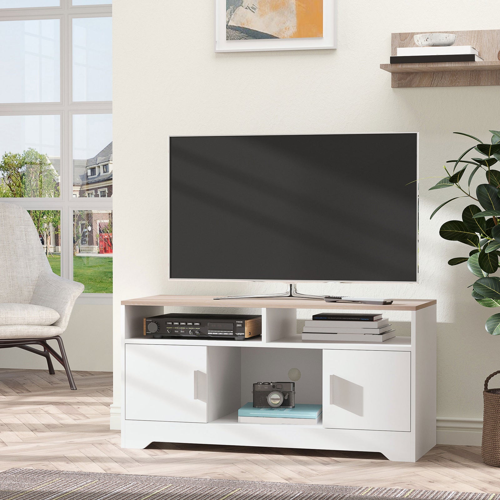 Home Office Tv Stand Storage W/ Cabinets