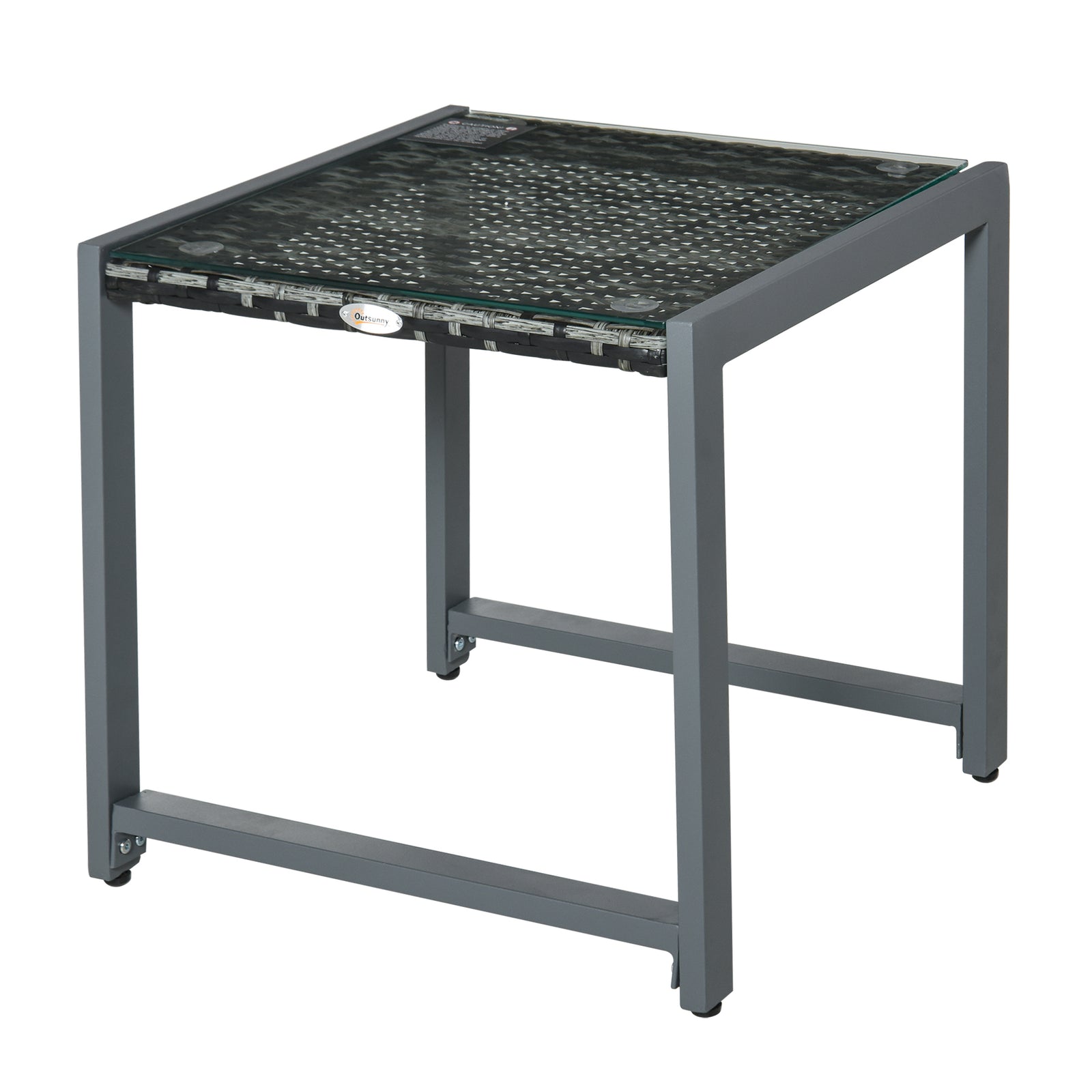 Rattan End Table Side Coffee Desk W/ Adjustable Foot Pads