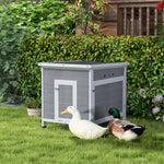 Wooden Duck House, Poultry Coop W/ Double Doors, Openable Roof, Grey | Light Grey