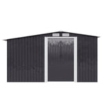 8x8ft Outdoor Garden Metal Storage Shed With Log Rack Waterproof Tool Firewood Storage | Large | Black