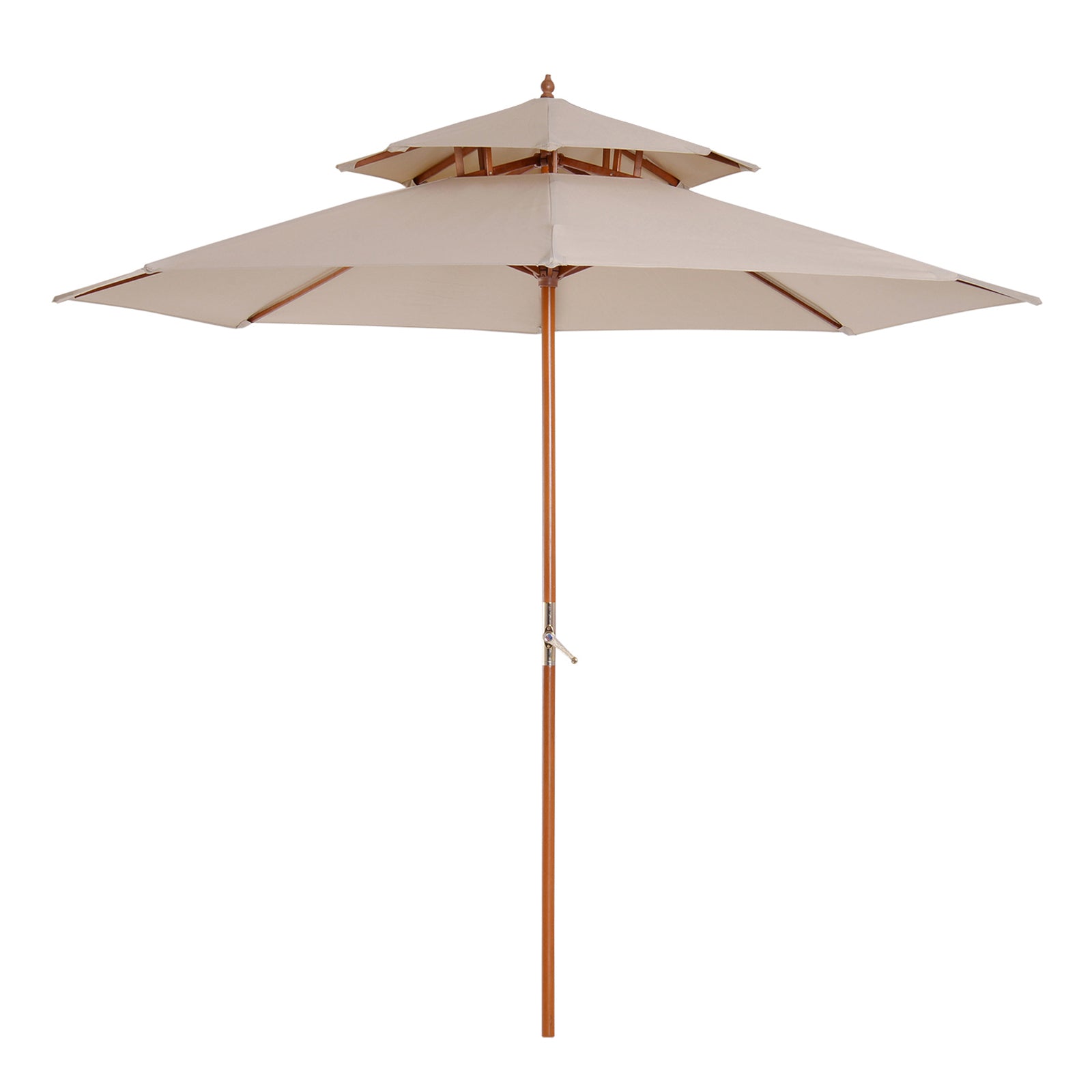 2.7m Double Tier Patio Umbrella Sunshade Parasol | Beige
