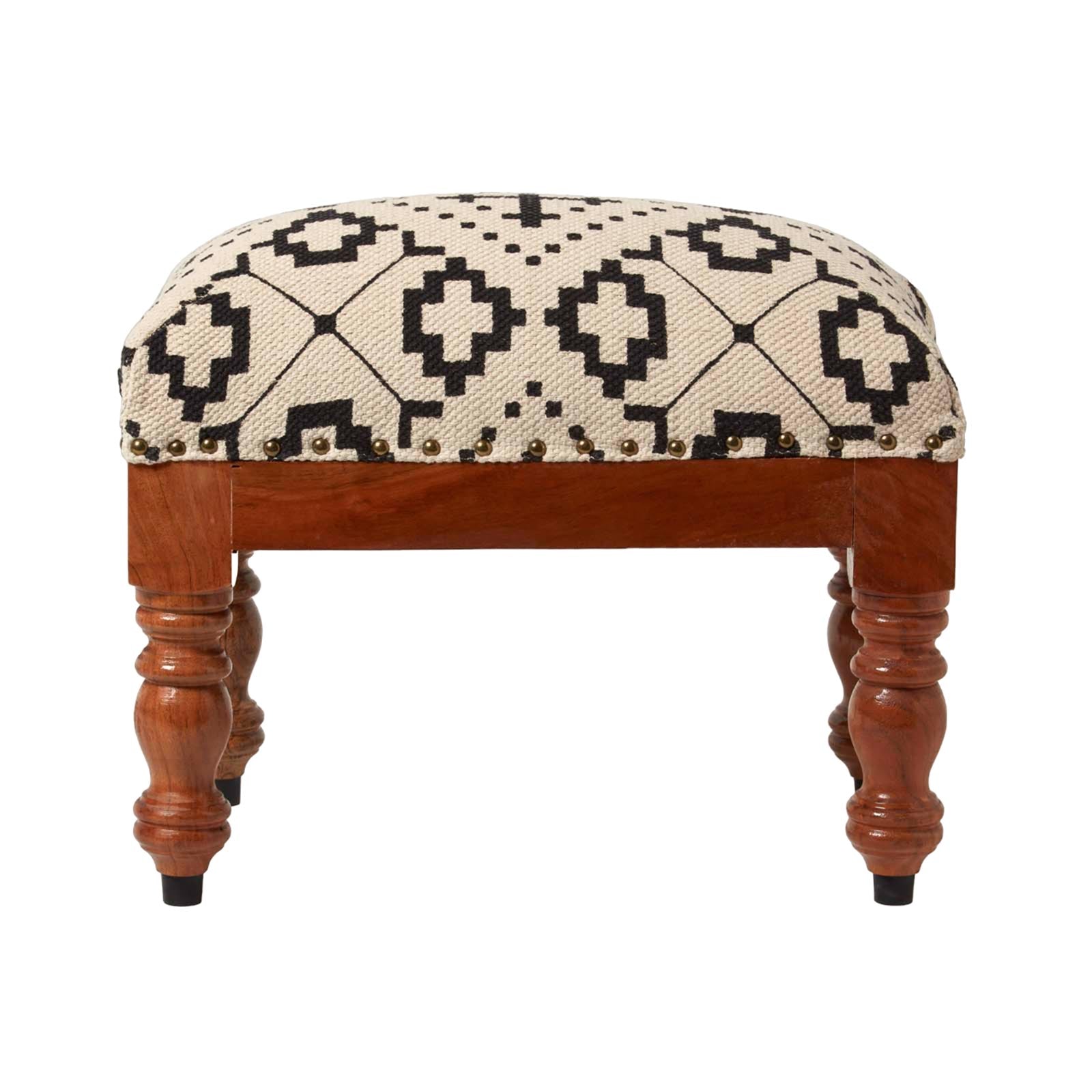 Reva Black Geometric Footstool | 50cm x 30cm