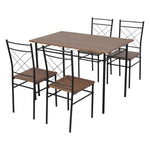 5-piece Dining Table Set With 4 Chairs, Oak Wood Grain Mdf Top & Black Metal Frame