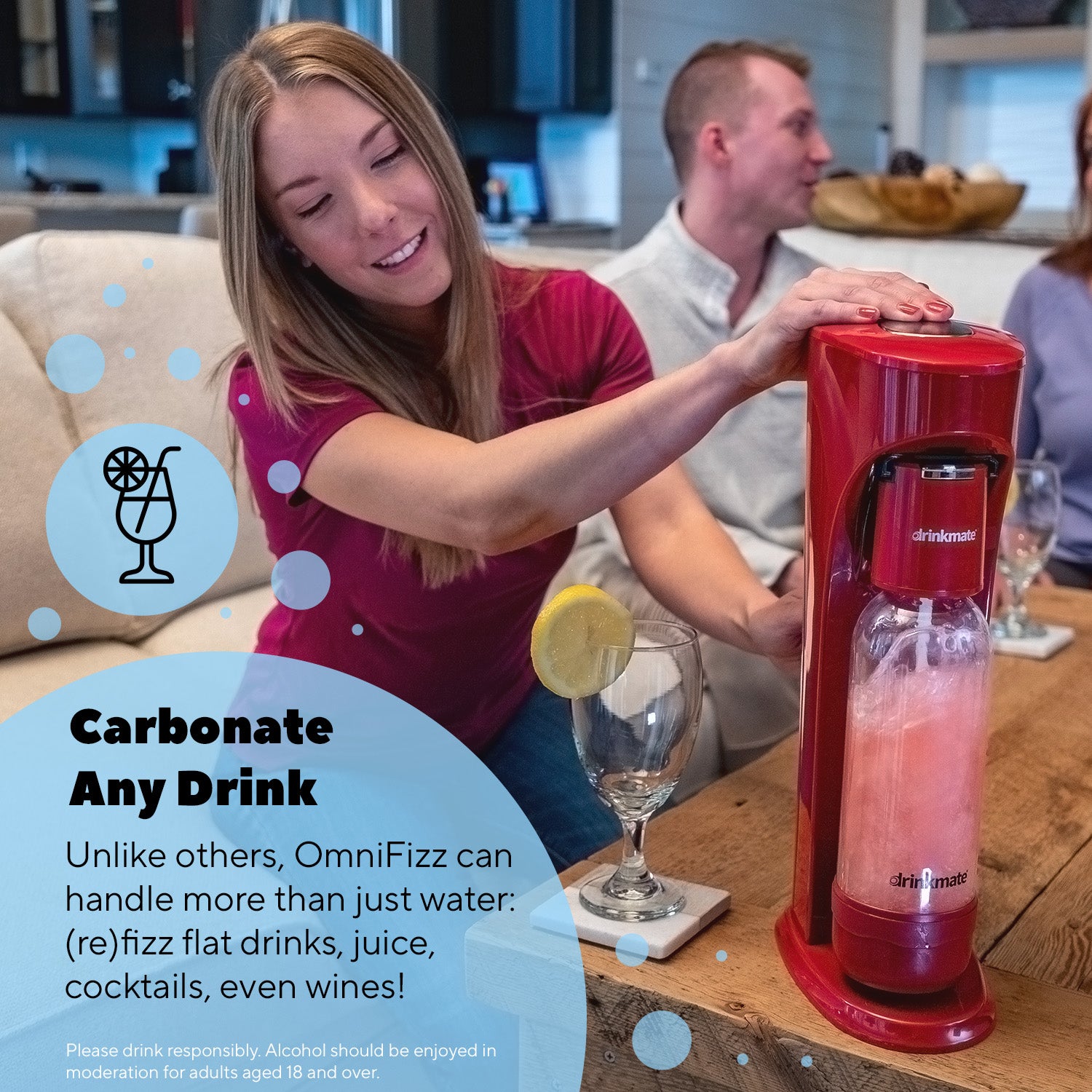 Omnifizz Soda Maker, Sparkling Water Maker, Machine Only | Blue