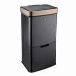 75l Sensor Recycling Bin With Food Caddy & 25 Bin Biodegradable Bags | 75L | Black & Copper