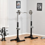 Portable Squat Rack With Wheels For Weight Lifting | Black