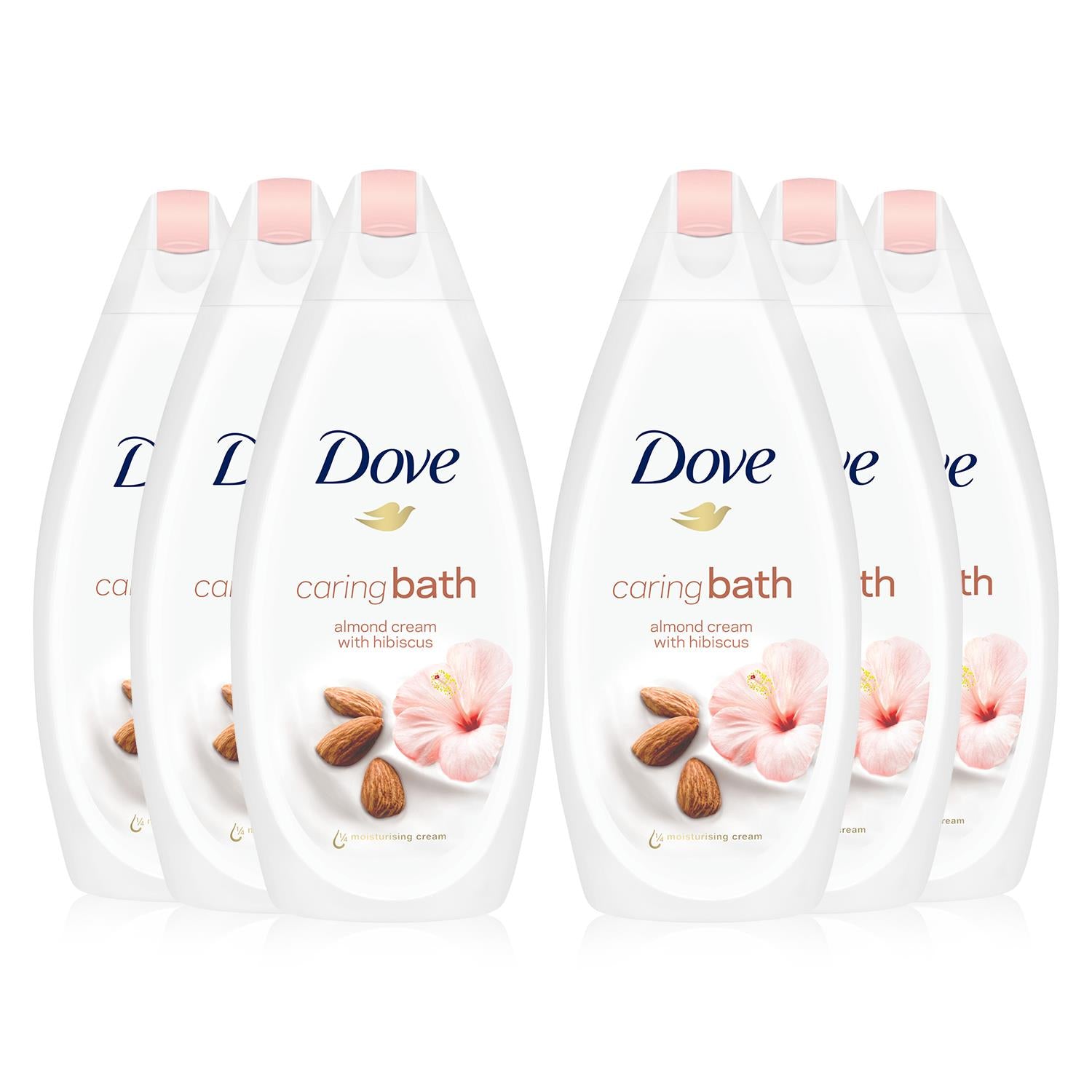Caring Bath Almond Cream And Hibiscus Moisturising Cream Bath Soak, 6x450ml