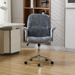 Retro-style Chenille Upholstered Office Chair With Armrests And Casters