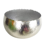 Xl Metal Bowl Planter 32 X 20cm Hammered Silver Colour - Curvy Edge