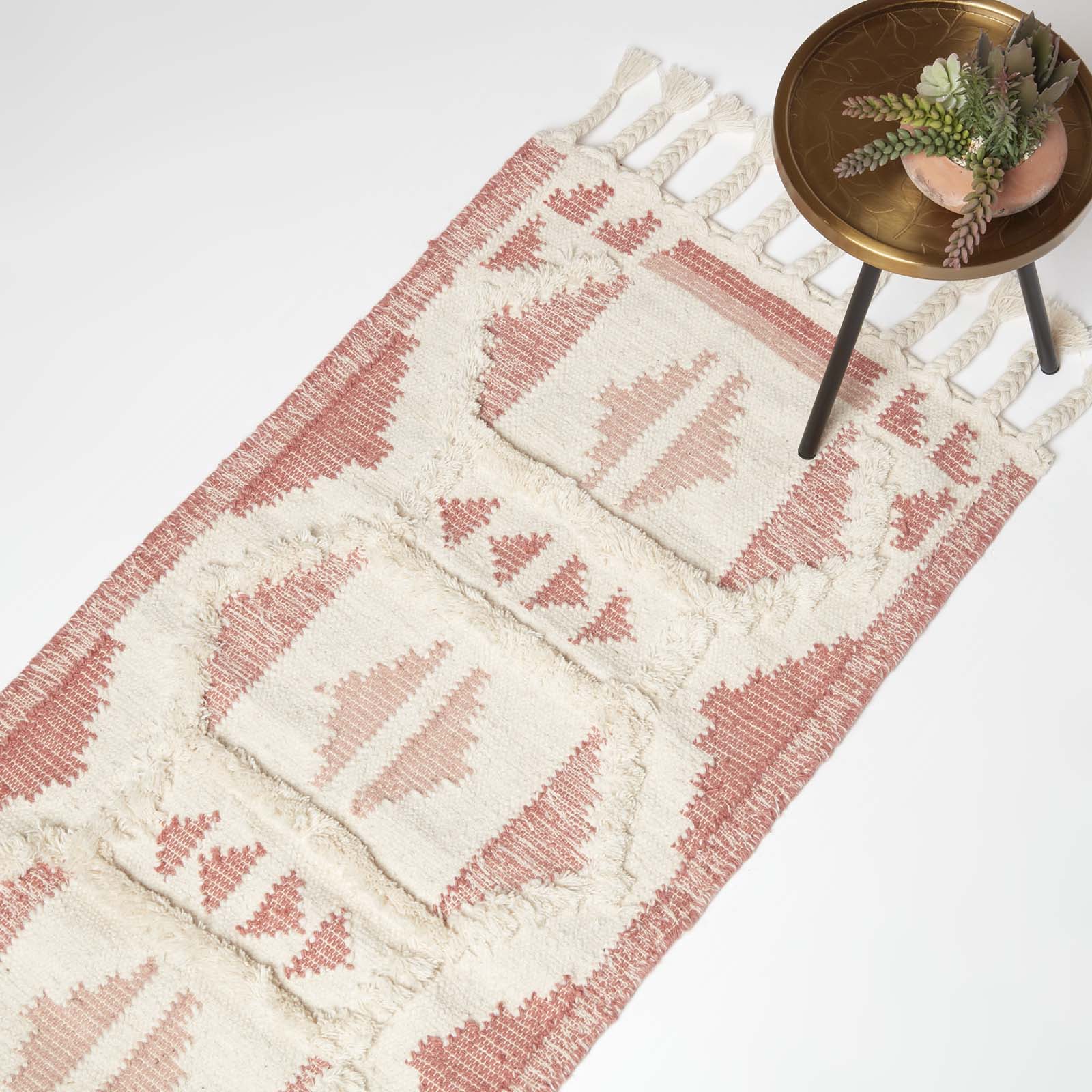 Satara Pink Kilim Wool Rug | 200cm | Pink