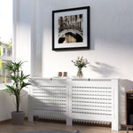 Modern Radiator Cover Cabinet Slatted Design 112/152/172cm | Large | White