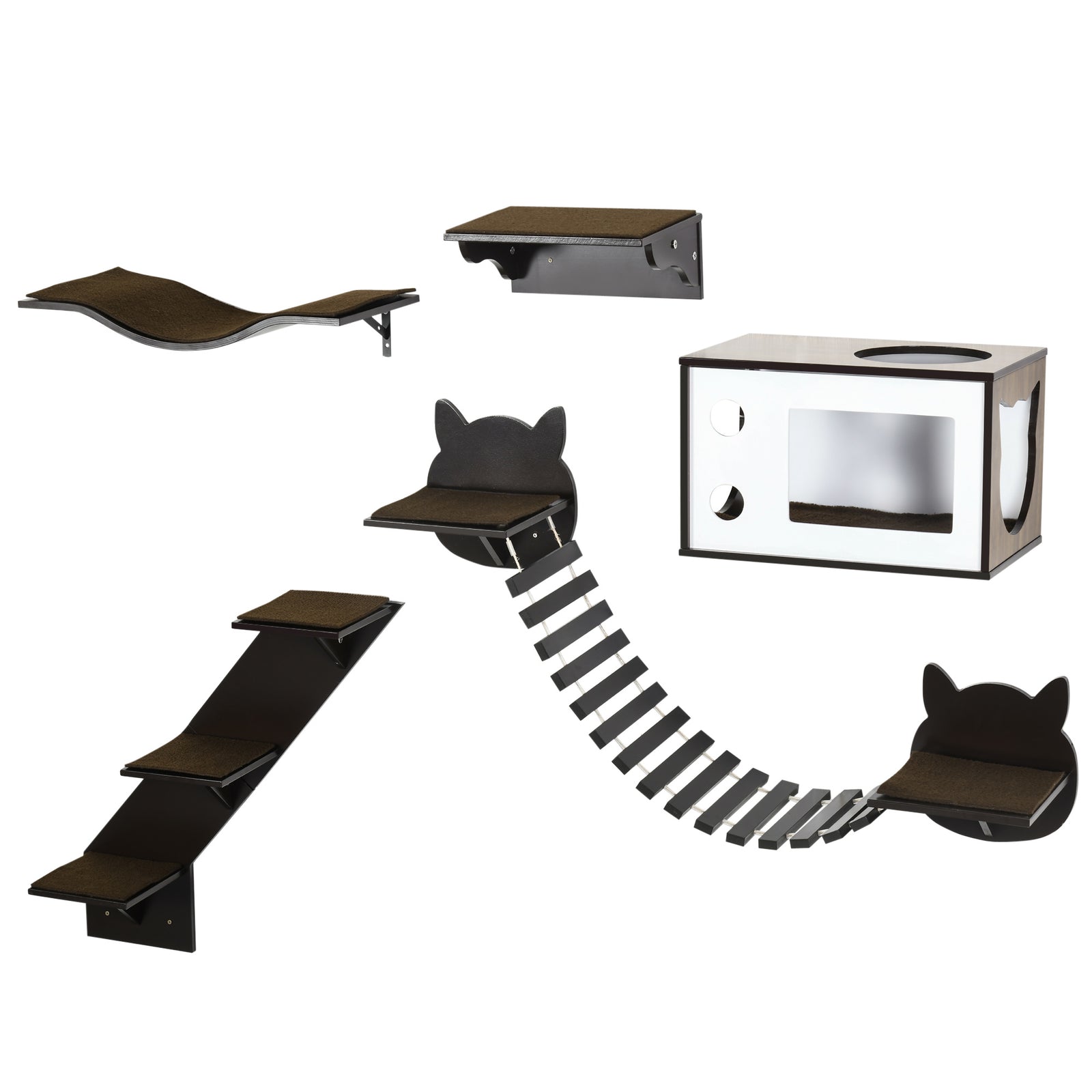 5 Piece Cat Wall Shelves, Wall-mounted Cat Tree For Indoor Use