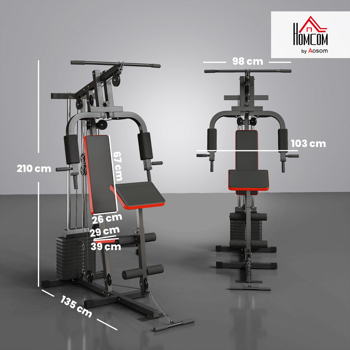 HOMCOM Multi Home Gym Machine With 65kg Weights For Strength Training