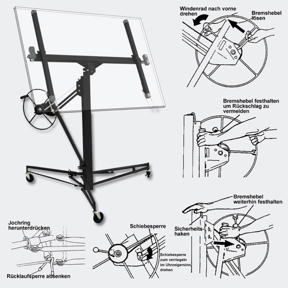 11ft Drywall Lifter With Rolling Casters Panel Hoist | Black