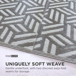 Luxury Outdoor Rug Waterproof Reversible For Garden Patio 100% Recycled, Grey Luna Geometric | 180cm x 270cm | Grey