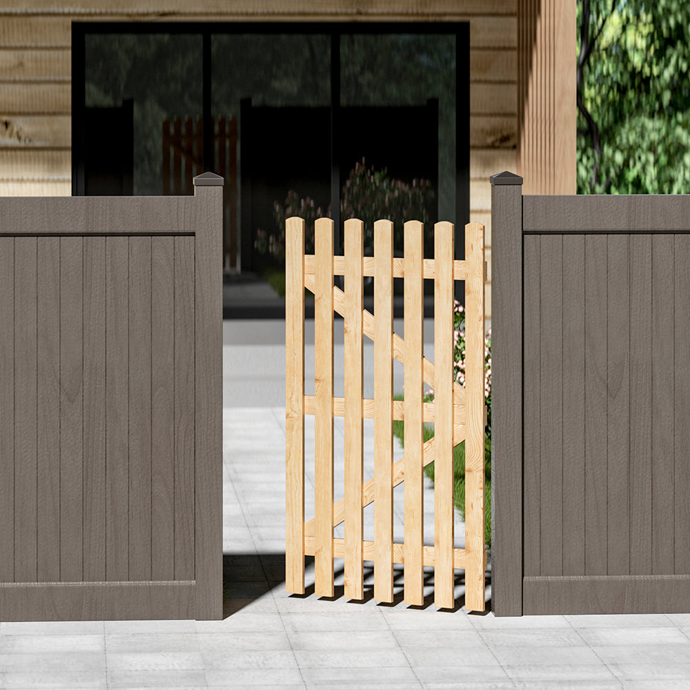 90cm W X 90/150/180cm H Garden Wood Fence Gate With Latch | 150cm