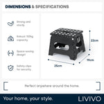 Compact Folding Step Stool With Non-slip Surface | Black