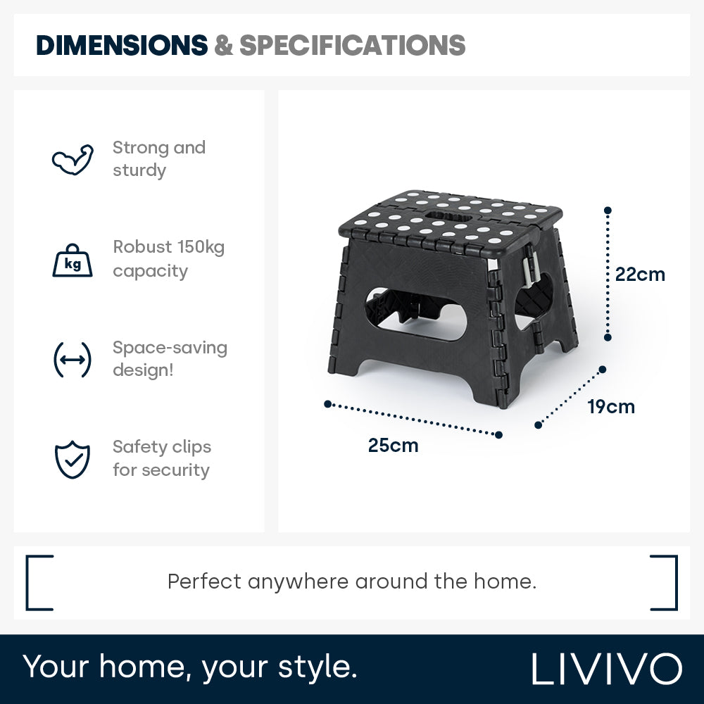Compact Folding Step Stool With Non-slip Surface | Black