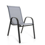 Rufford 6-seater Black And Grey Metal Garden Dining Set For Stylish Outdoor Dining | 6 | Black