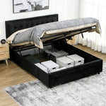King Size Bed Frame With Storage And Adjustable Headboard | Black