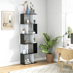 5-tier Bookcase Storage Display Shelving S Shape Design Unit | One Size | Black