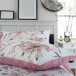 Cherry Blossom Pink Cotton Rich Reversible Duvet Cover Set | King | Pink