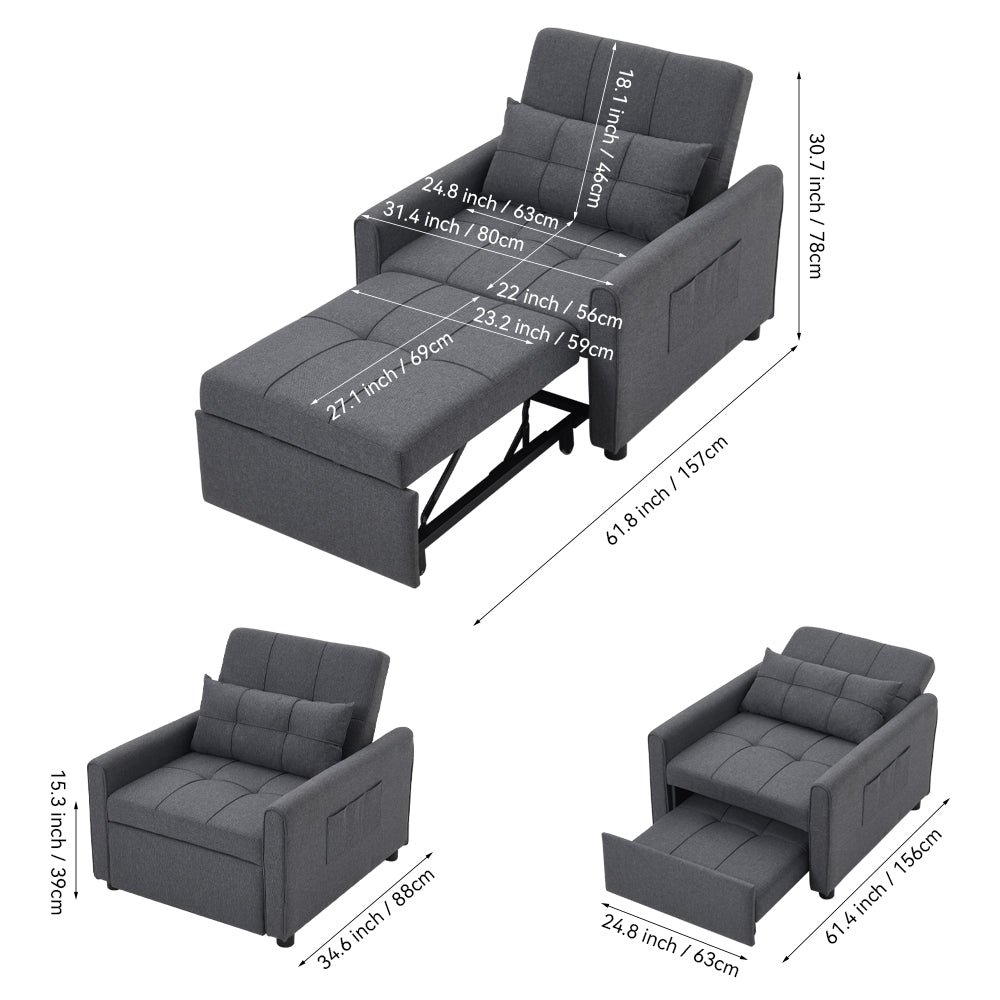 Three-in-one Versatile Single Sofa Bed With Pillow
