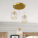 Modern 3-light Pendant Ceiling Light Adjustable Hanging Fixture With Crystal Glass Shades | Gold
