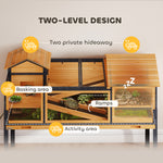 PawHut Wooden Tortoise House With Stand Legs, Observation Windows, Yellow