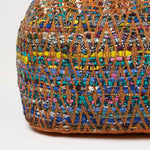 HOMESCAPES Multicolour Chindi Design Bean Filled Pouffe Large 60 X 60 X 30 Cm
