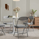 Folding Chairs Set Of 4 With Cushioned Seat, Steel Frame, Grey | Grey