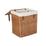 White Cotton Lined Boutique Double Steamed Laundry Baskets | Small | Brown