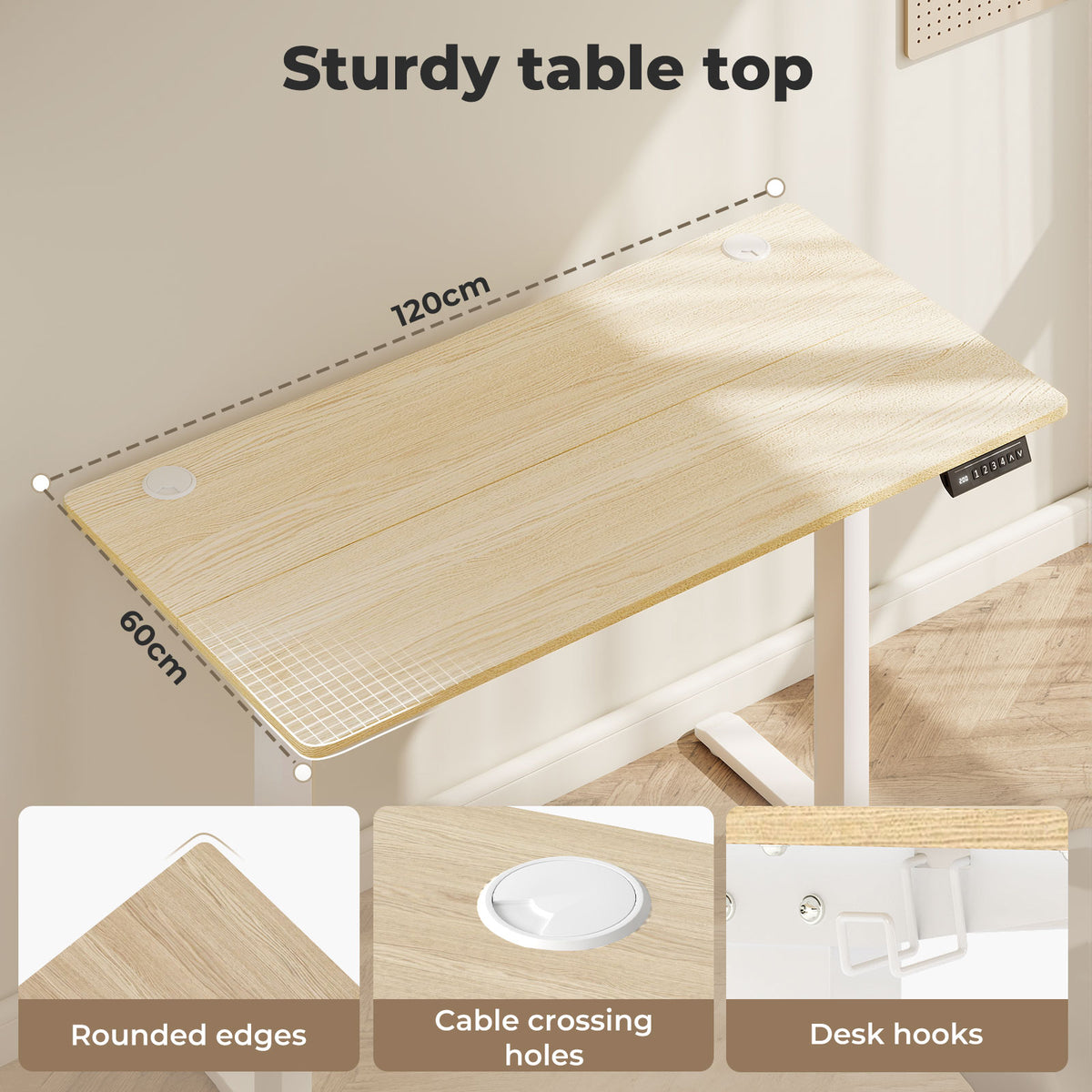 Electric Standing Desk Height Adjustable With Memory Control | Natural
