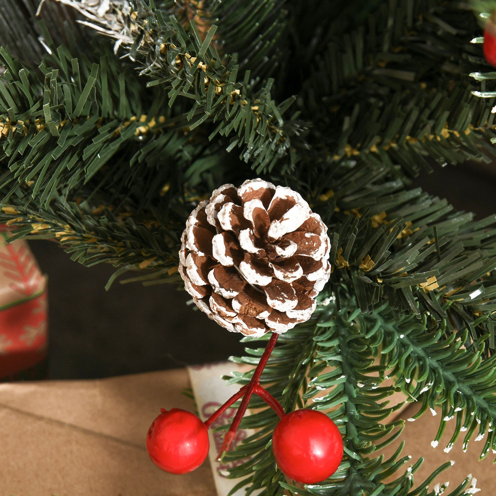 4ft Artificial Snow Dipped Christmas Tree Xmas Holiday Pencil Tree Green | 4ft | Multi Colour
