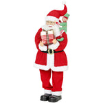 HOMCOM 4ft Christmas Singing Dancing Santa Claus With Elf, Gift Box