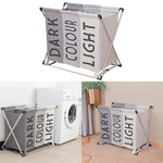 Living and Home Aluminium Foldable Laundry Sorter Triple Section Light & Dark Colour