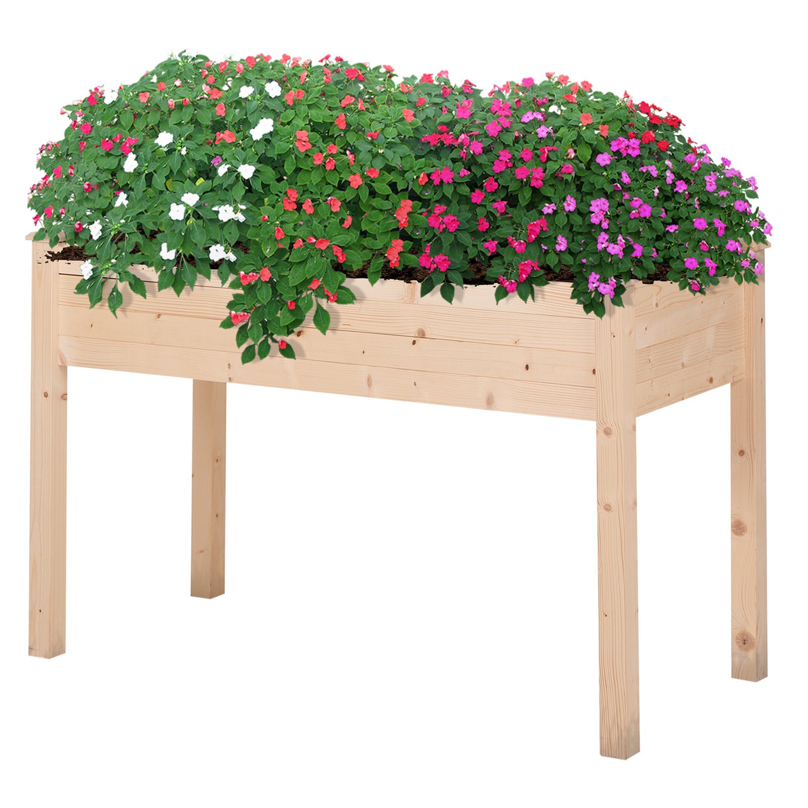 Raised Wooden Garden Planter 76x122.5x56.5cm