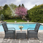 3pc Rattan Table Chair Bistro Garden Furniture Set Wicker | Gray