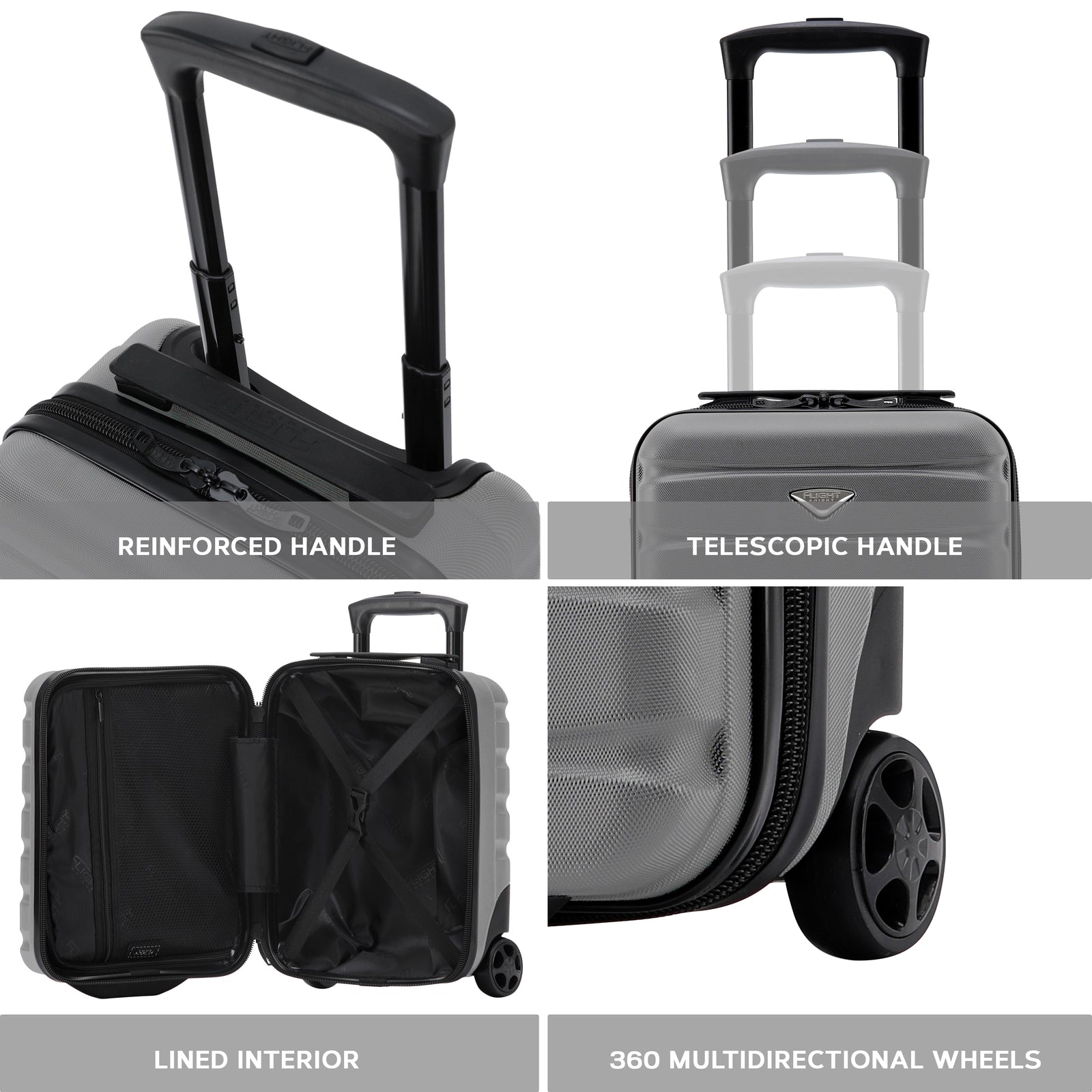 45x36x20cm Cabin Carry On Luggage with Medium Case and Large Size Check-in Hold Suitcase | Cabin | Light Grey