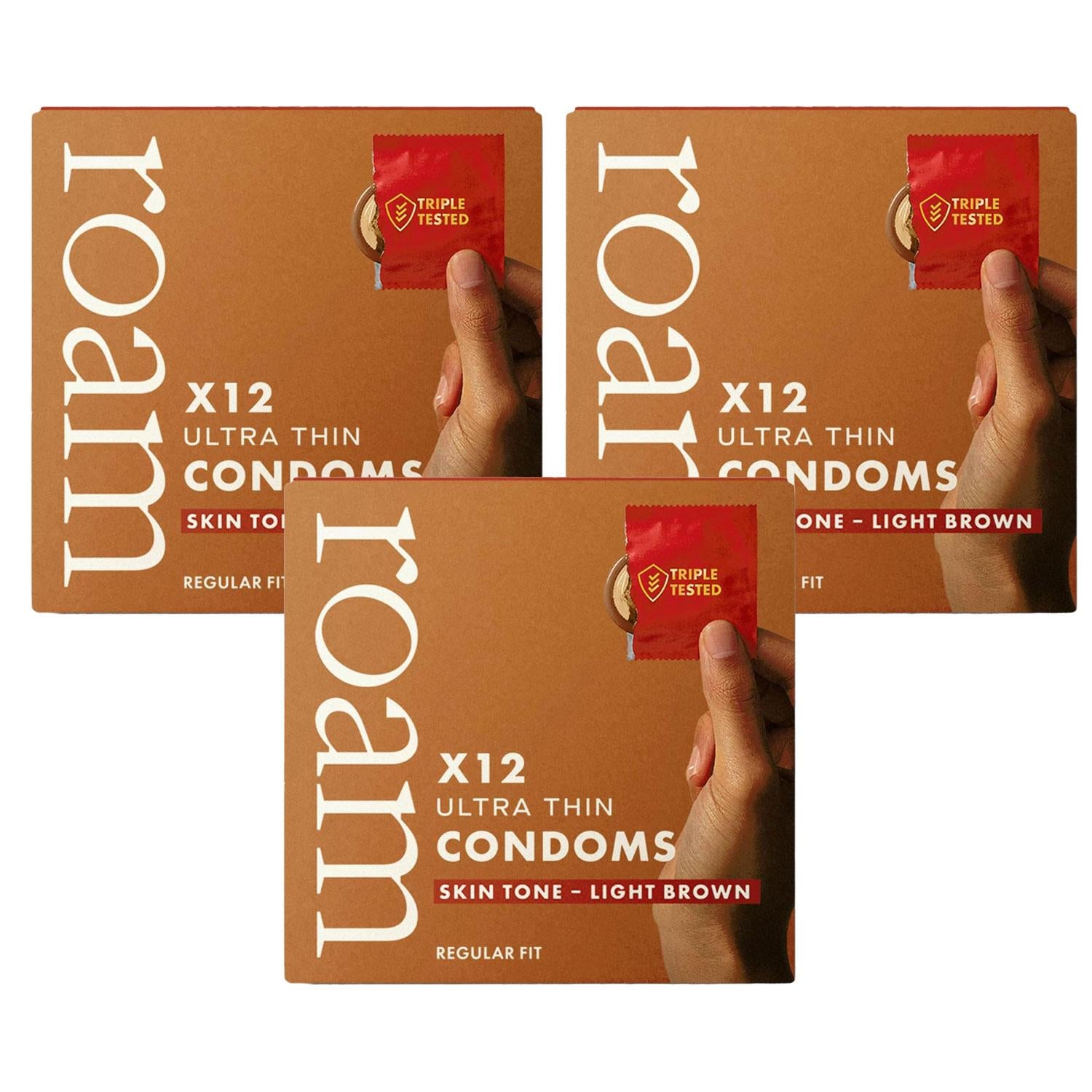 36x Light Brown Regular Fit Condom For Safer Sex (3x12 Pack)