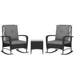 Rattan Bistro Set Balcony Furniture With Rocking Chairs | Black