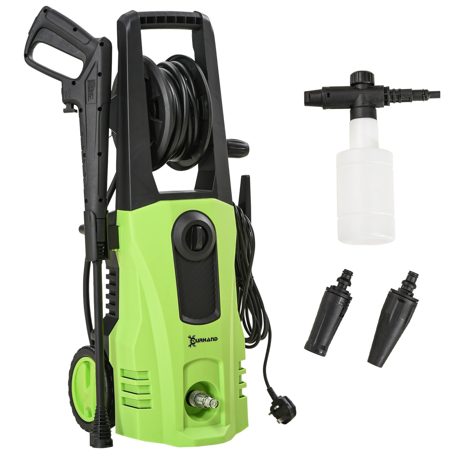1800w High Pressure Washer, 150 Bar, 510 L/h, 6m Hose | Green