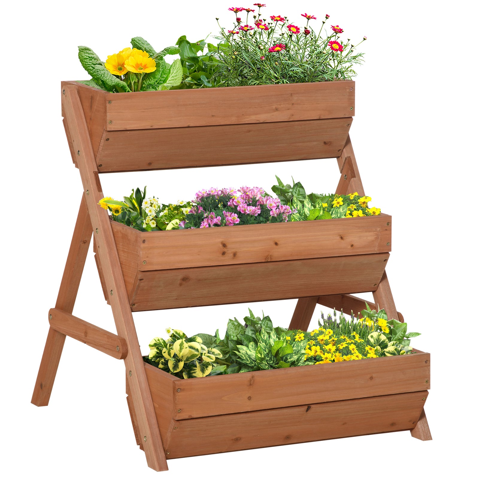 3 Tier Wooden Raised Garden Bed | Brown