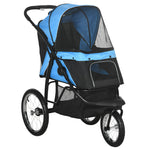 3 Wheel Pet Stroller, For Medium Small Dogs, Foldable Cat Pram | Blue