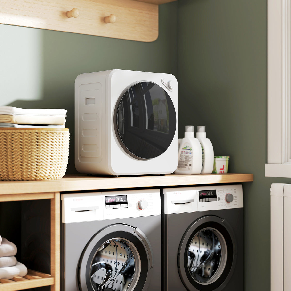 HOMCOM 4kg Front Load Laundry Dryer With 2 Power Modes, White