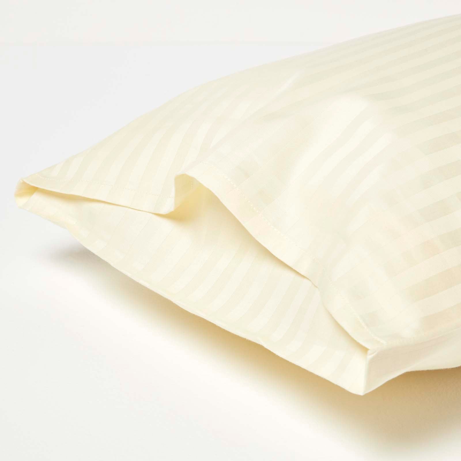 Cotton Stripe Kids Pillowcases 330 Thread Count, 2 Pack | 40 x 60cm | Pastel Yellow