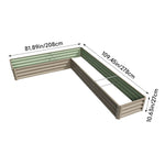 L-shaped Galvanized Steel Raised Garden Bed | One Size | Brown