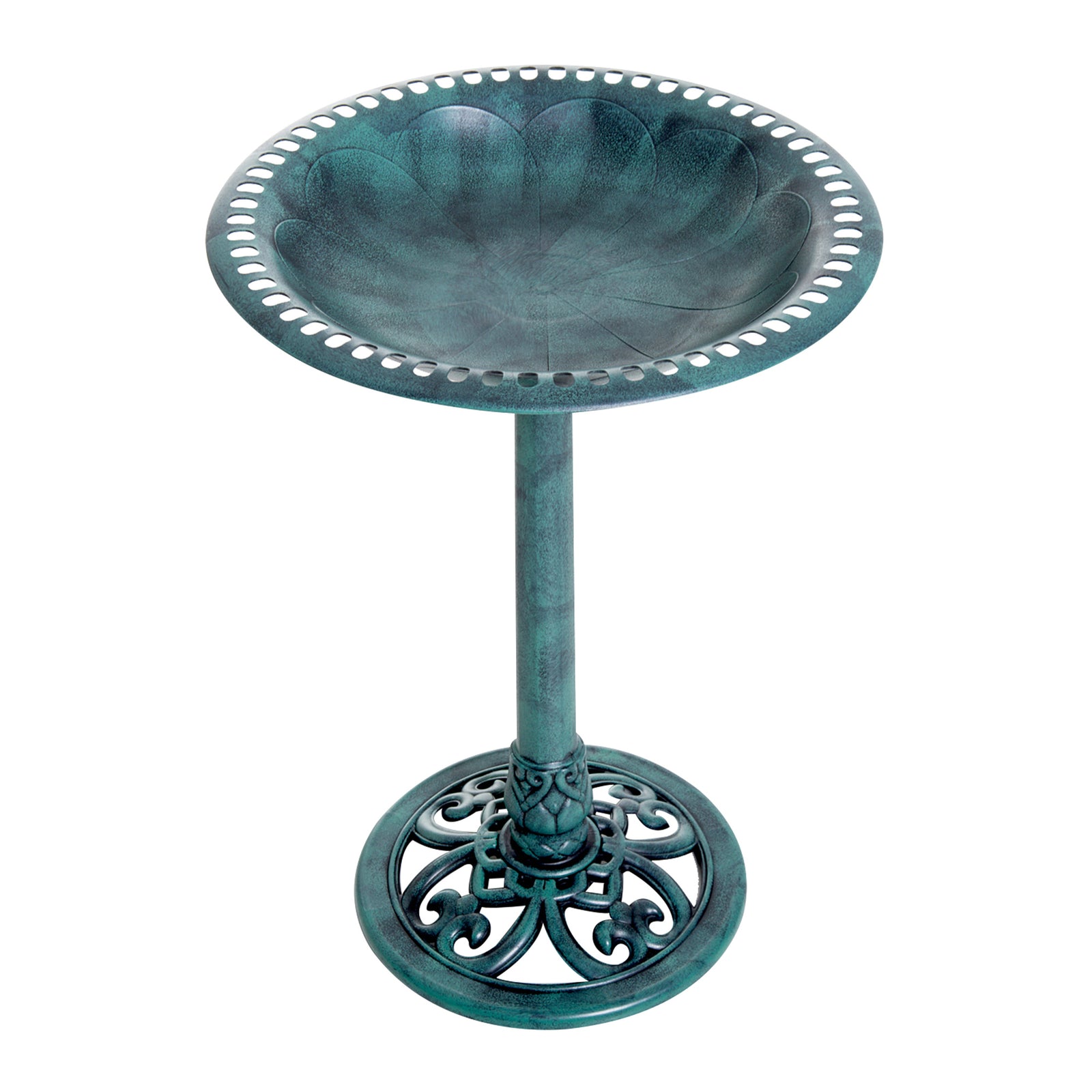 50cm Decorative Bird Bath With Stand, Green, Outdoor