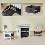 Kids Table And Chair Set With 6 Removable Drawers | Light Grey